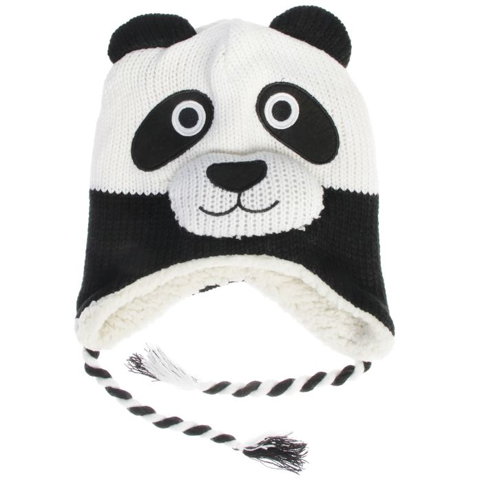 Шапка детская "Панда" на завязках, р-р 52-54