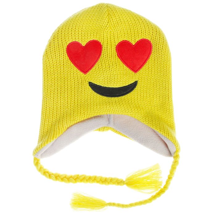 Шапка детская "Глаза-сердечки" на завязках, р-р 52-54