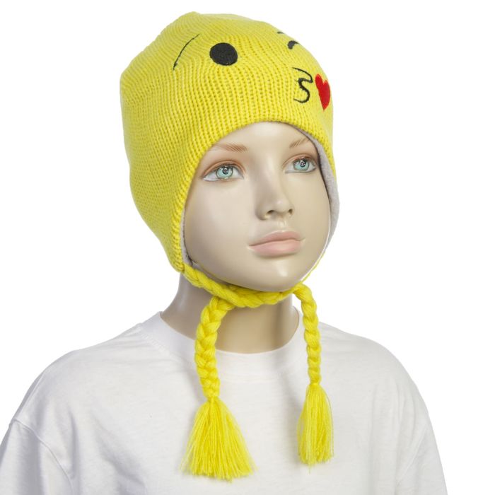 Шапка детская "Поцелуйчик" на завязках, р-р 52-54