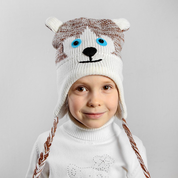 Шапка детская "Хаски", на завязках