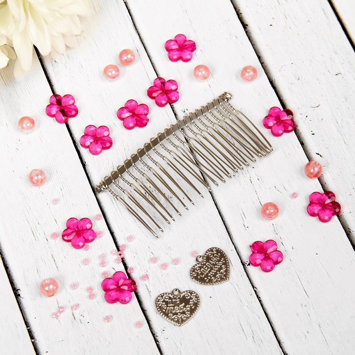 Набор для создания гребня "Цветочки" из цветов и бусин