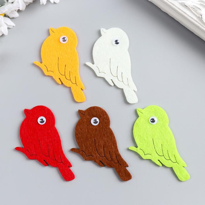 Декор для творчества войлок "Воробей" (набор 5 шт) 4х6,5 см