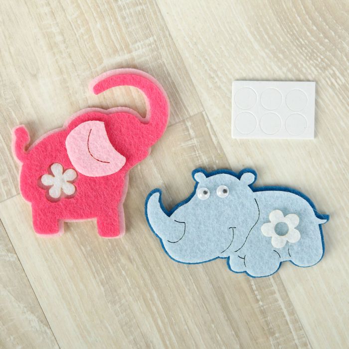 Декор для творчества войлок "Слон и носорог" (набор 2 шт.) 7х6 см