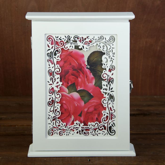 Ключница дерево ажурный растительный узор "Пышные розы" 29,5х22х6 см
