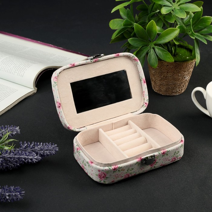 Шкатулка кожзам для украшений "Розовые розы. I love you" 5х10х15 см