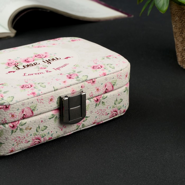 Шкатулка кожзам для украшений "Розовые розы. I love you" 5х10х15 см
