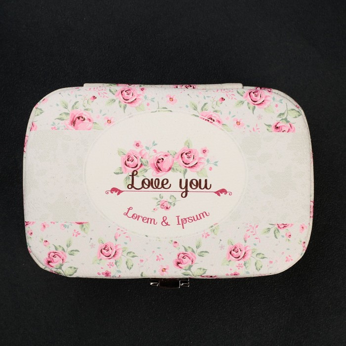 Шкатулка кожзам для украшений "Розовые розы. I love you" 5х10х15 см