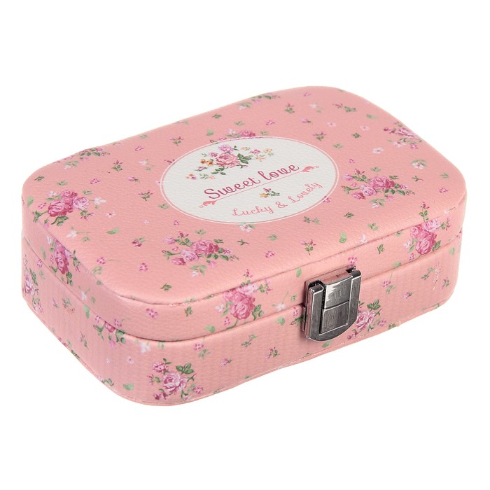 Шкатулка кожзам для украшений "Розочки шебби-шик" 5х10х15 см