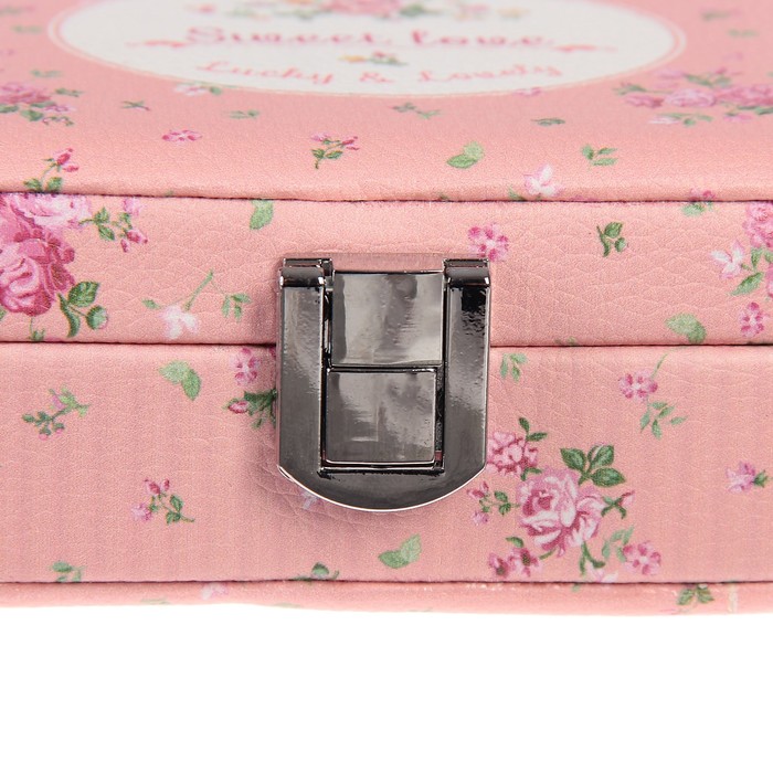 Шкатулка кожзам для украшений "Розочки шебби-шик" 5х10х15 см