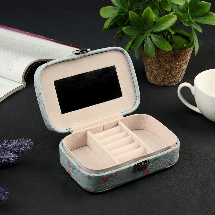 Шкатулка кожзам для украшений "Цветочная полянка" 5х10х15 см