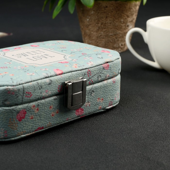 Шкатулка кожзам для украшений "Цветочная полянка" 5х10х15 см