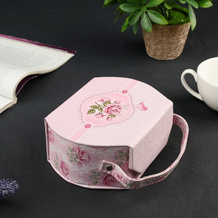 Шкатулка кожзам для украшений "Роза" сумочка 12х16х6,5 см