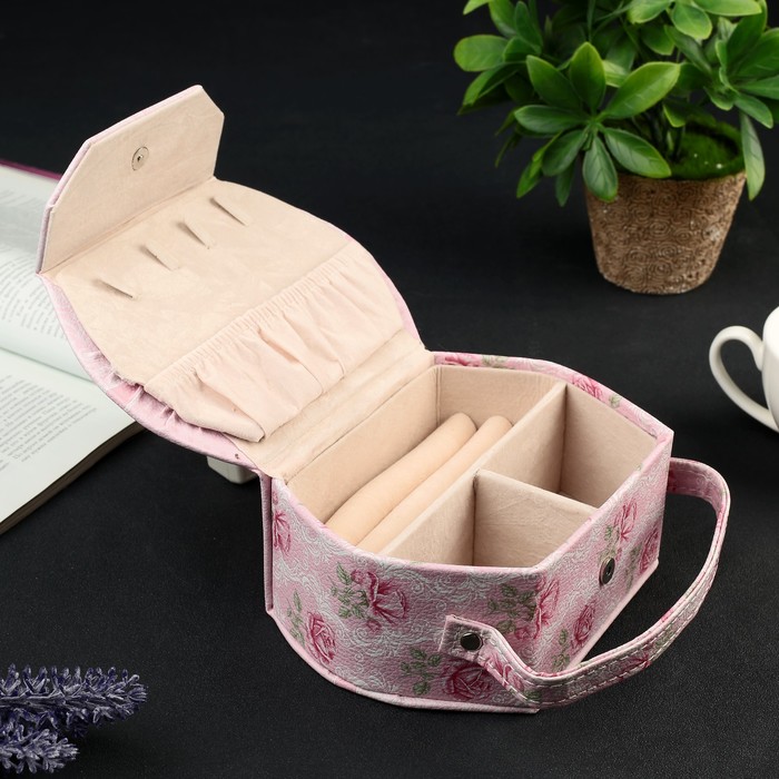 Шкатулка кожзам для украшений "Роза" сумочка 12х16х6,5 см