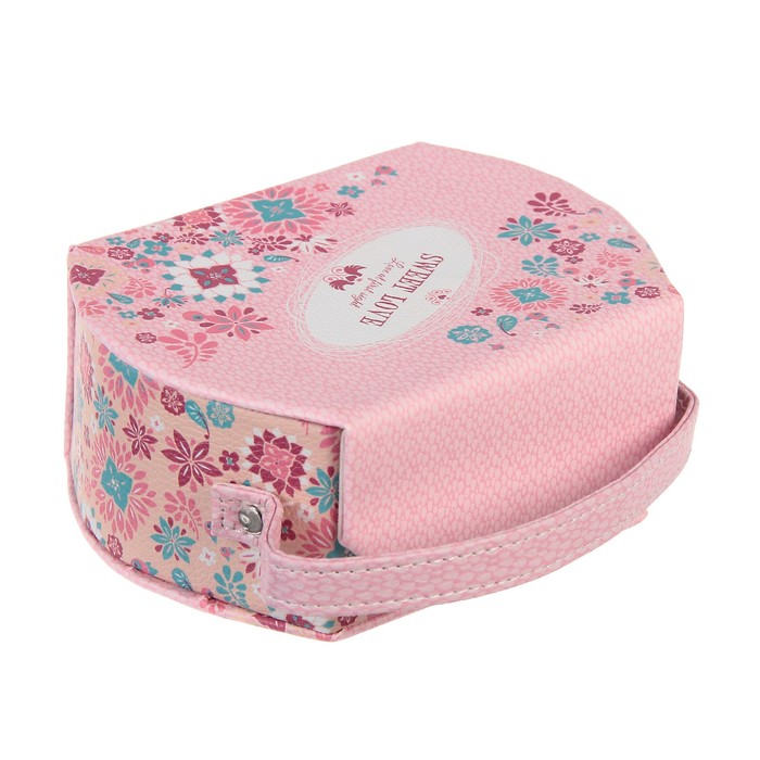 Шкатулка кожзам для украшений "Рисованные цветы" сумочка 12х16х6,5 см