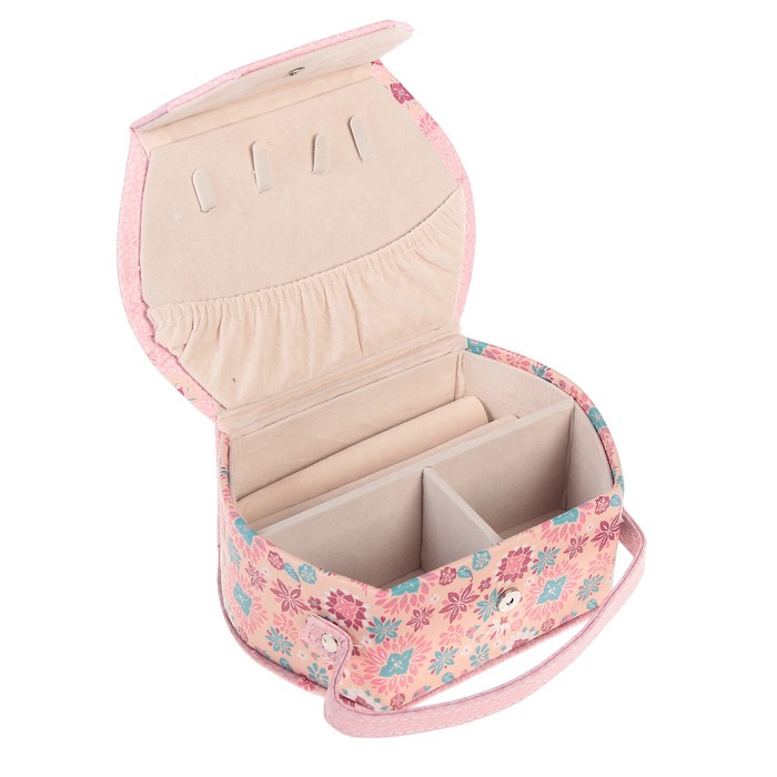 Шкатулка кожзам для украшений "Рисованные цветы" сумочка 12х16х6,5 см