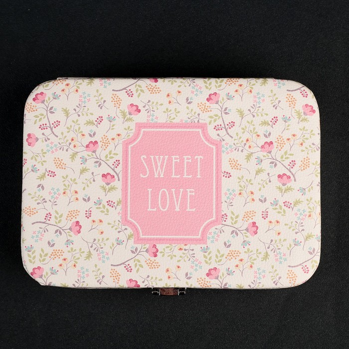 Шкатулка кожзам для украшений "Цветочная полянка" 5,5х21х15 см