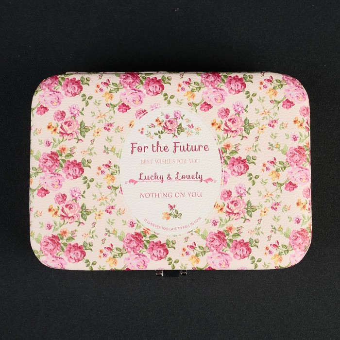 Шкатулка кожзам для украшений "Розовые пионы" 5,5х21х15 см