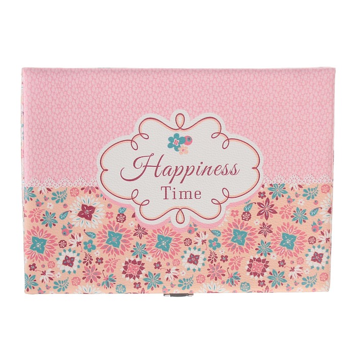 Шкатулка кожзам для украшений "Рисованные цветы" 6,8х23,7х18,5 см