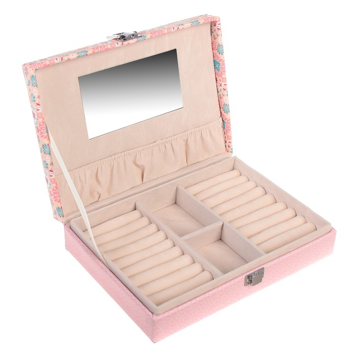 Шкатулка кожзам для украшений "Рисованные цветы" 6,8х23,7х18,5 см