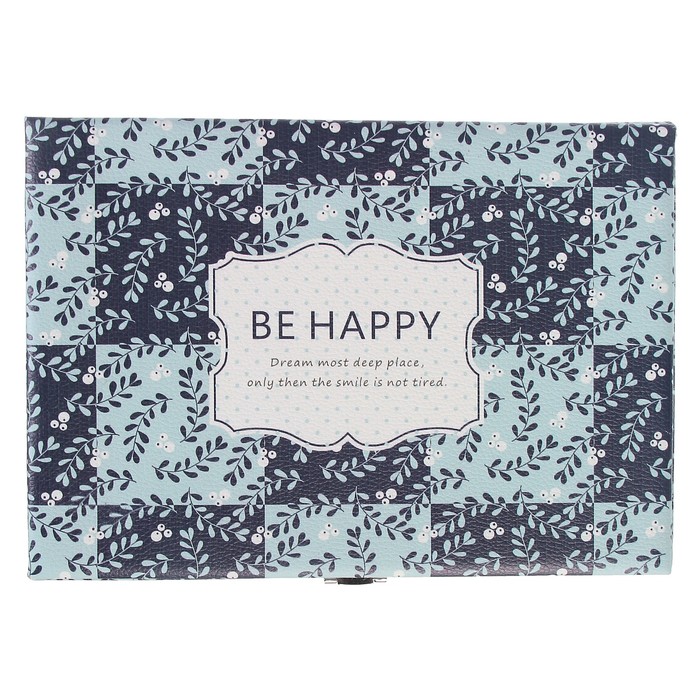 Шкатулка кожзам для украшений "Пэчворк синие оттенки" 6,8х23,7х18,5 см