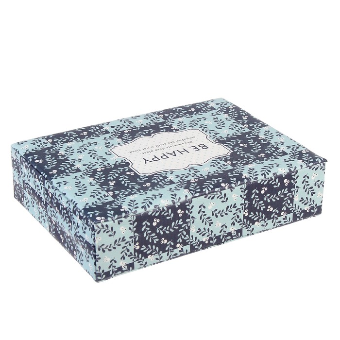 Шкатулка кожзам для украшений "Пэчворк синие оттенки" 6,8х23,7х18,5 см