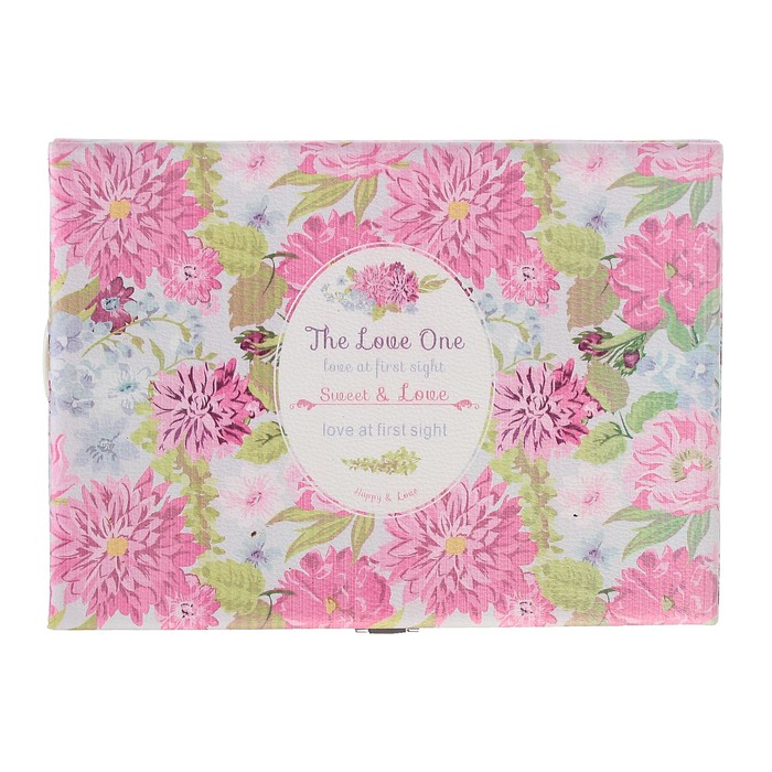 Шкатулка кожзам для украшений "Розовые хризантемы" 6,8х23,7х18,5 см