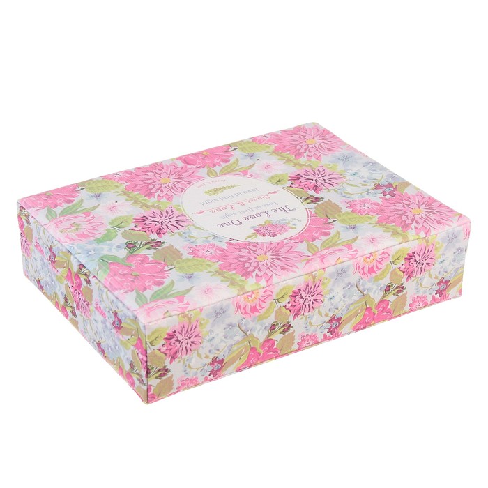 Шкатулка кожзам для украшений "Розовые хризантемы" 6,8х23,7х18,5 см