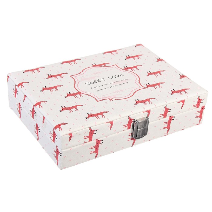 Шкатулка кожзам для украшений "Лисичка" 6,8х23,7х18,5 см