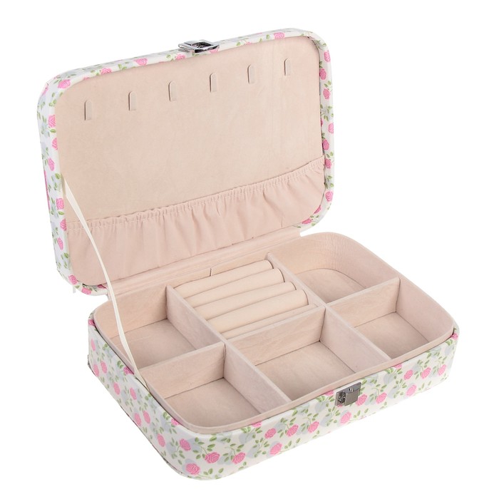 Шкатулка кожзам для украшений "Розовые розы. I love you" 7х28х19 см