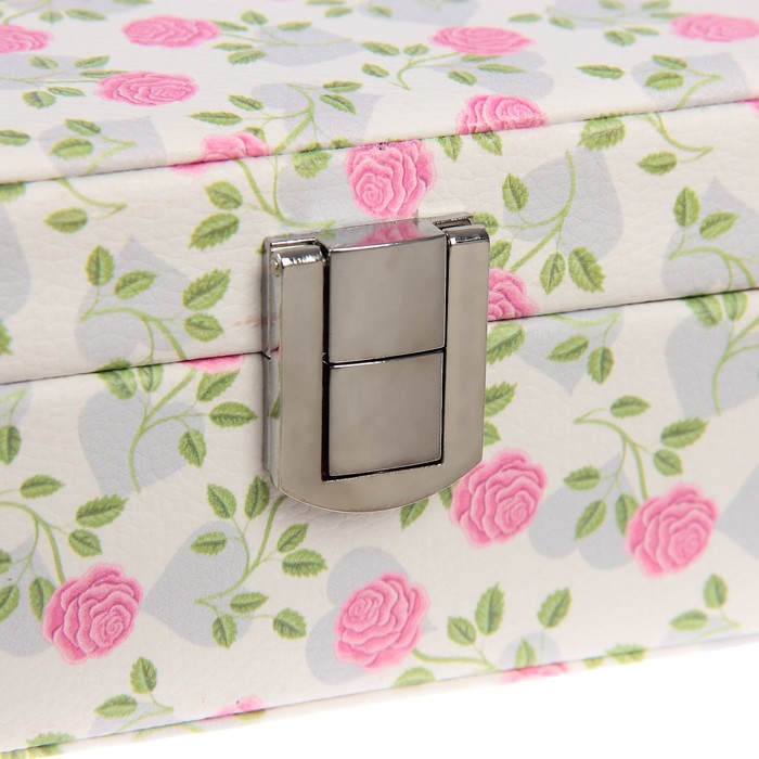 Шкатулка кожзам для украшений "Розовые розы. I love you" 7х28х19 см