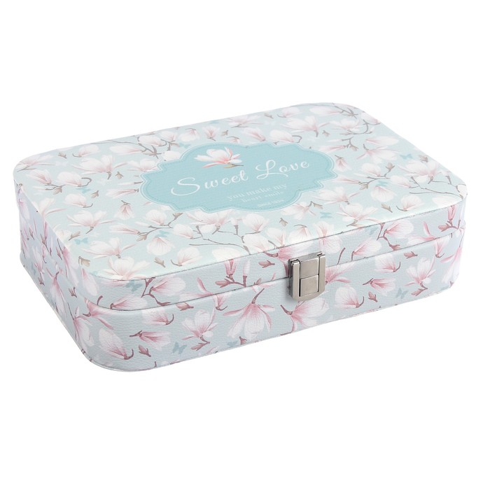 Шкатулка кожзам для украшений "Цветение сакуры" 7х28х19 см