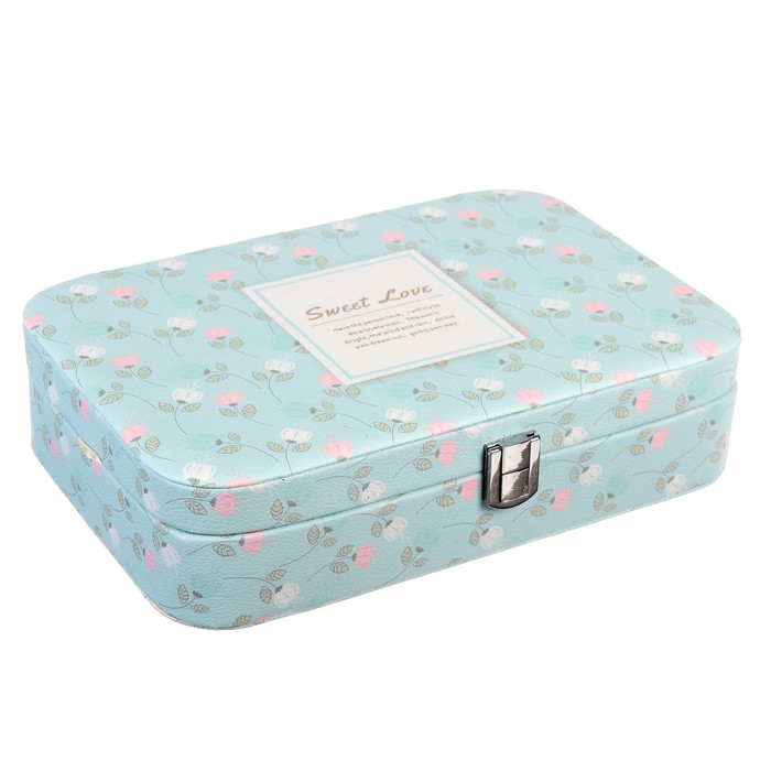 Шкатулка кожзам для украшений "Разноцветные тюльпанчики" 7х28х19 см