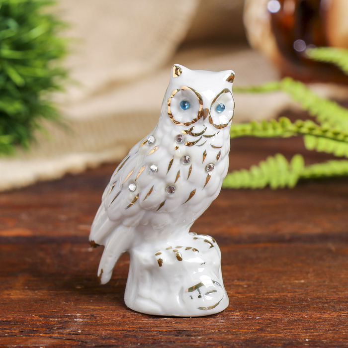 Сувенир керамика "Филин на пенечке" стразы 7,5х5,5х3,5