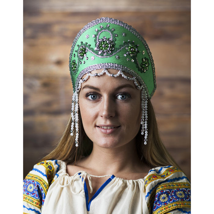 Кокошник детский "Алина", цвет зелёный, виды МИКС