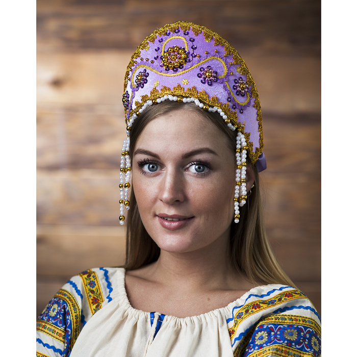 Кокошник "Алина", цвет фиолетовый, виды МИКС