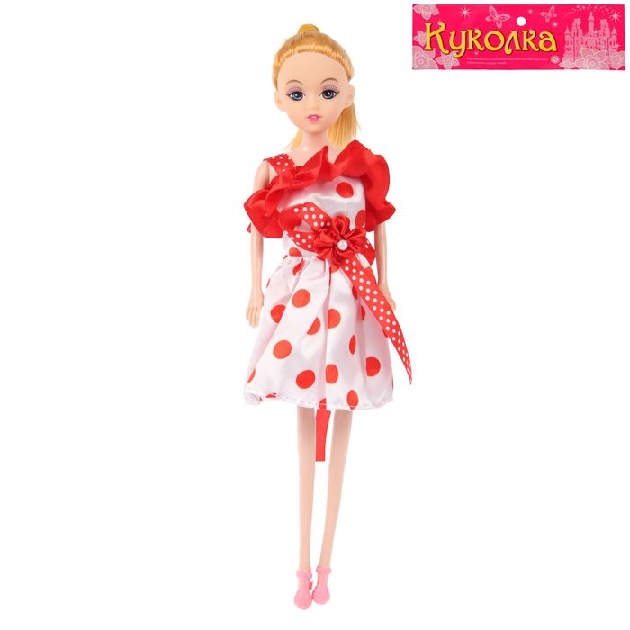 Кукла модель "Кира" в платье горошек