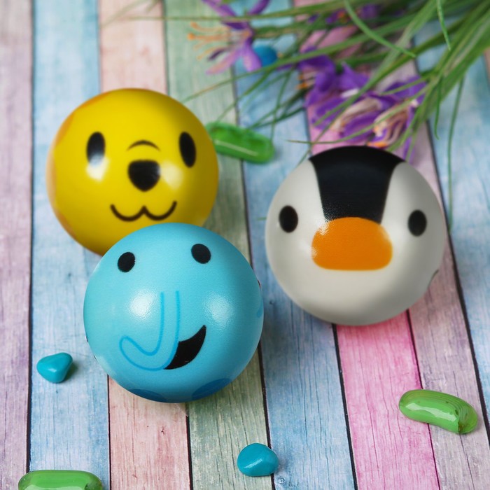 Мягкий мяч "Мордашки" 4,5 см, виды МИКС