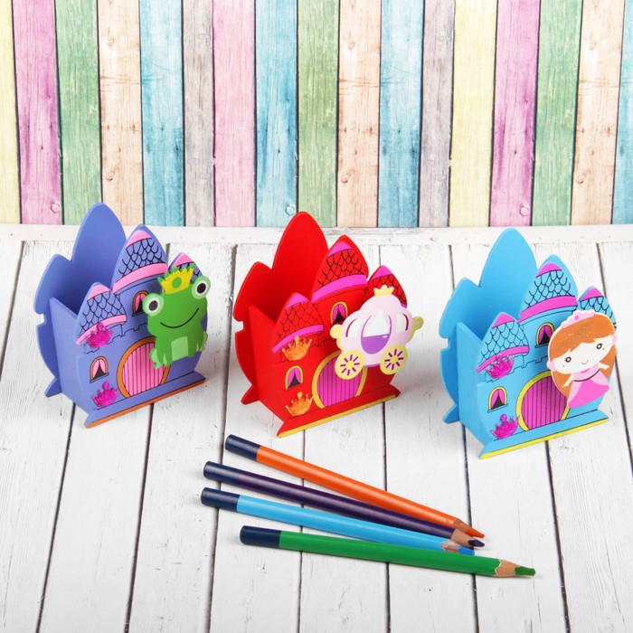Карандашница "Волшебный замок" с прищепкой, МИКС