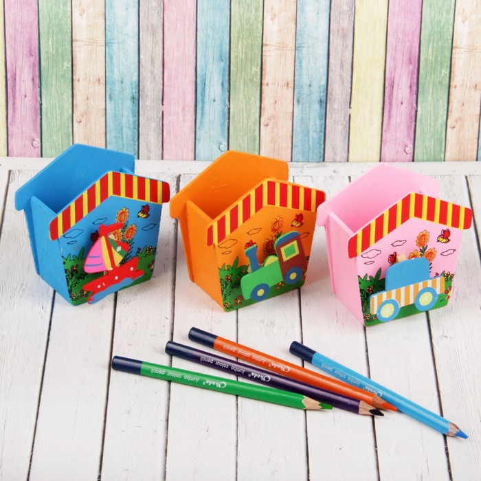 Карандашница "Транспорт" с прищепкой, МИКС