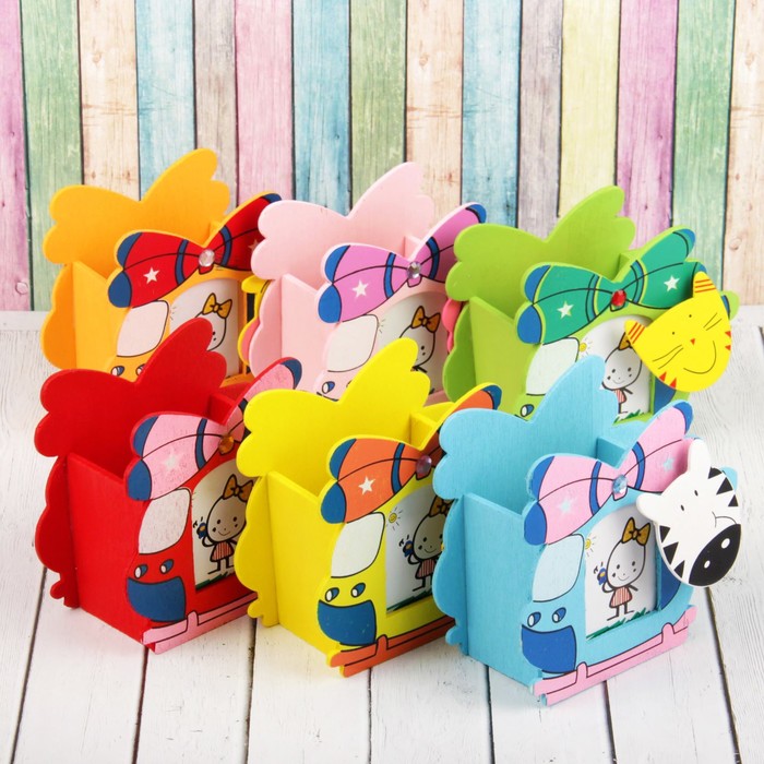 Карандашница &quot;На вертолёте&quot; с прищепкой, МИКС