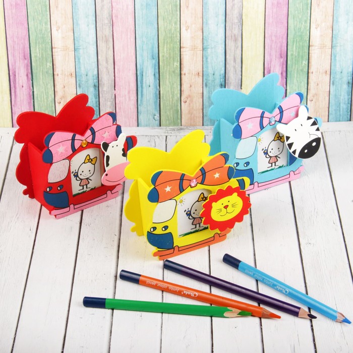 Карандашница "На вертолёте" с прищепкой, МИКС