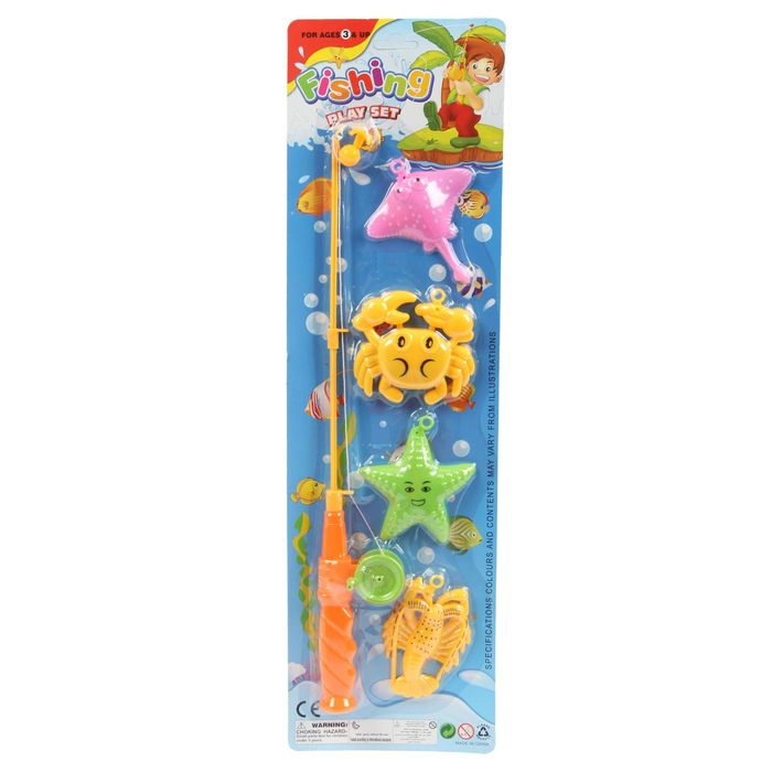 Рыбалка "Морские жители", удочка, 4 рыбки