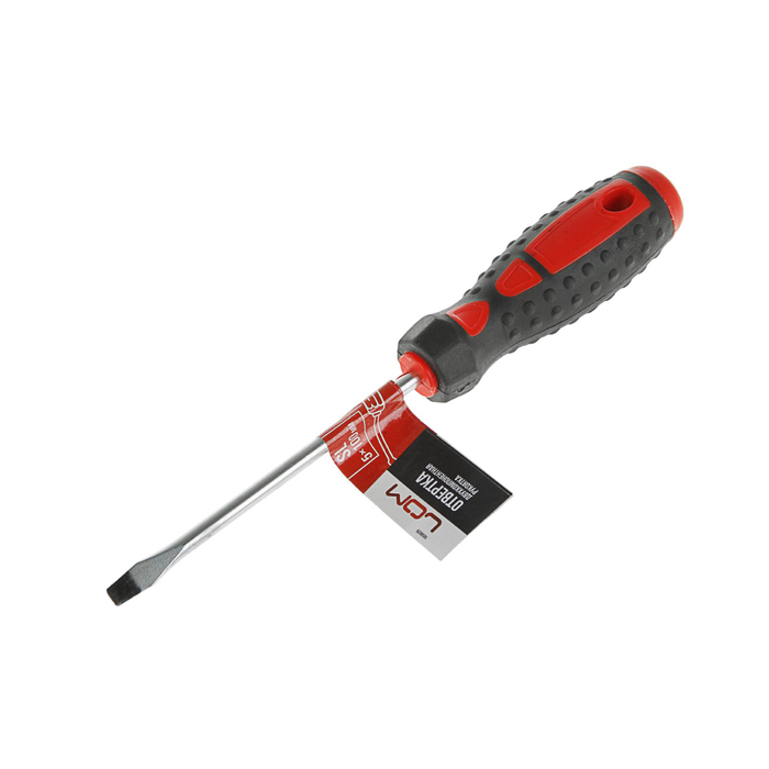 Отвертка шлицевая LOM, SL, 5х100 мм (-), обработка сатин, двухкомпонентная рукоятка