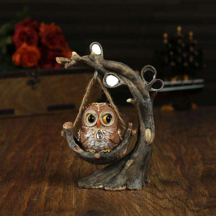 Сувенир полистоун "Совушка на качели" 16х13,2х8 см