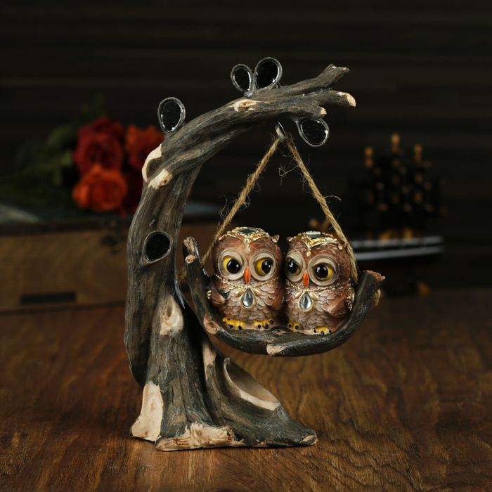 Сувенир полистоун "Две совушки на качеле" 23,7х17х10 см