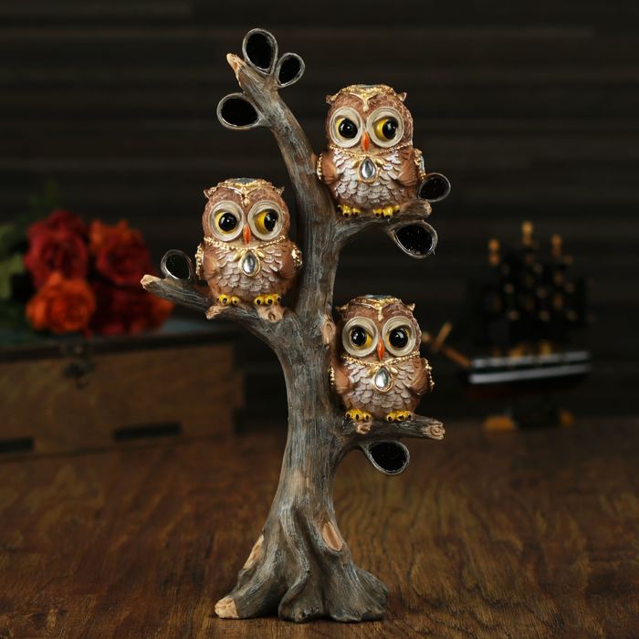 Сувенир полистоун "Три совушки на деревце" 29,3х15х8,5 см