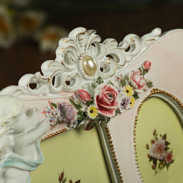 Фоторамка полистоун на 2 фото 9х6, 9х13 см "Ангелы" стразы 23х21 см