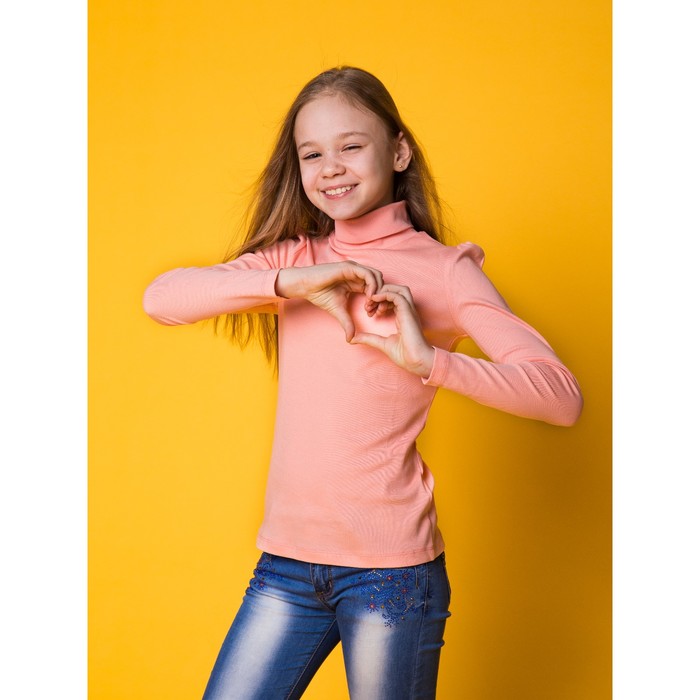 Водолазка для девочки, рост 146 см, цвет персиковый