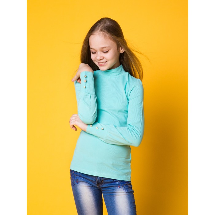 Водолазка для девочки, рост 140 см, цвет бирюзовый