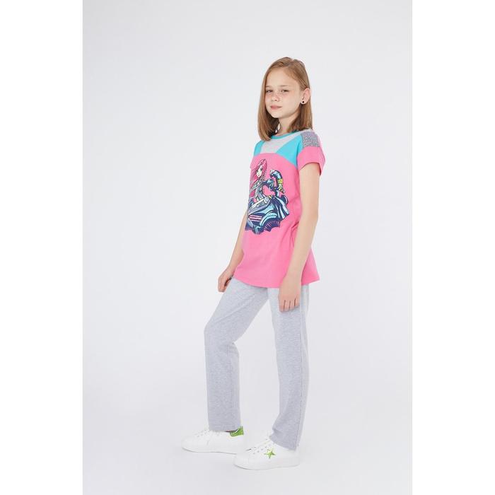 Брюки спортивные для девочки, рост 134 см, цвет серый меланж